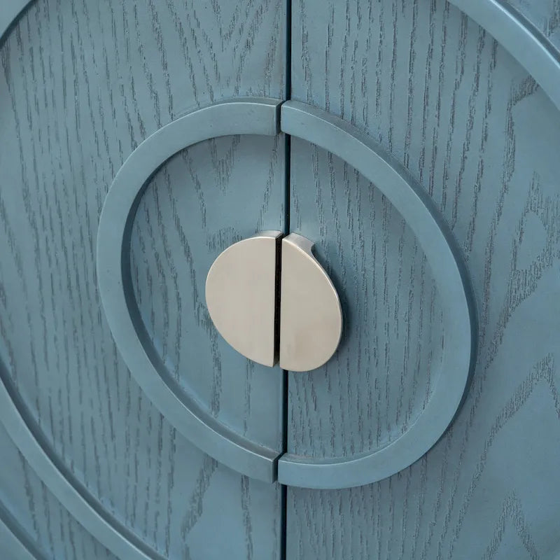 Porte de buffet rétro avec rainure circulaire, poignée de porte ronde en métal pour entrée, salle à manger, salon