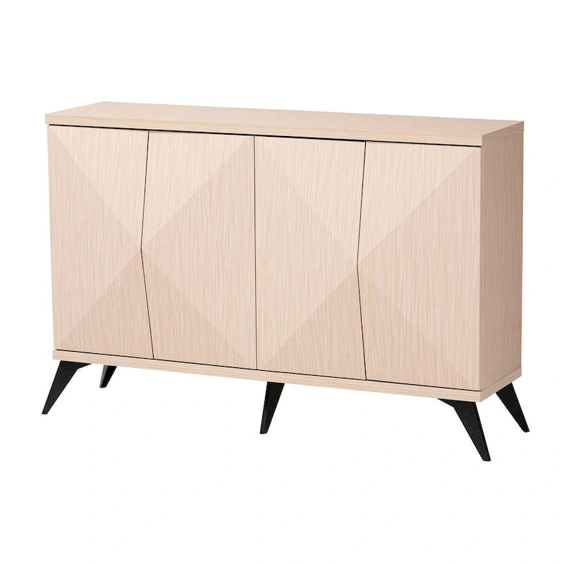 Buffet bahut Draper de style mi-siècle moderne en bois bicolore marron clair et noir à 4 portes