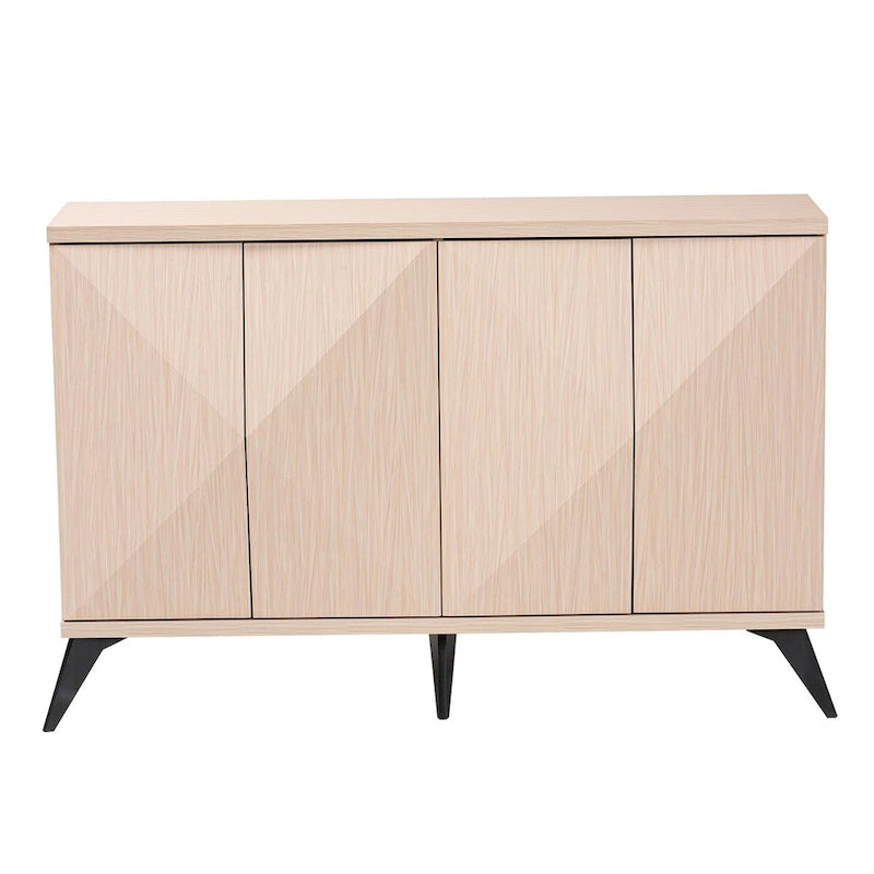 Buffet bahut Draper de style mi-siècle moderne en bois bicolore marron clair et noir à 4 portes