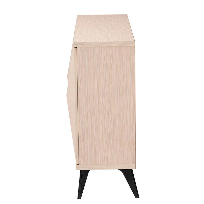 Buffet bahut Draper de style mi-siècle moderne en bois bicolore marron clair et noir à 4 portes