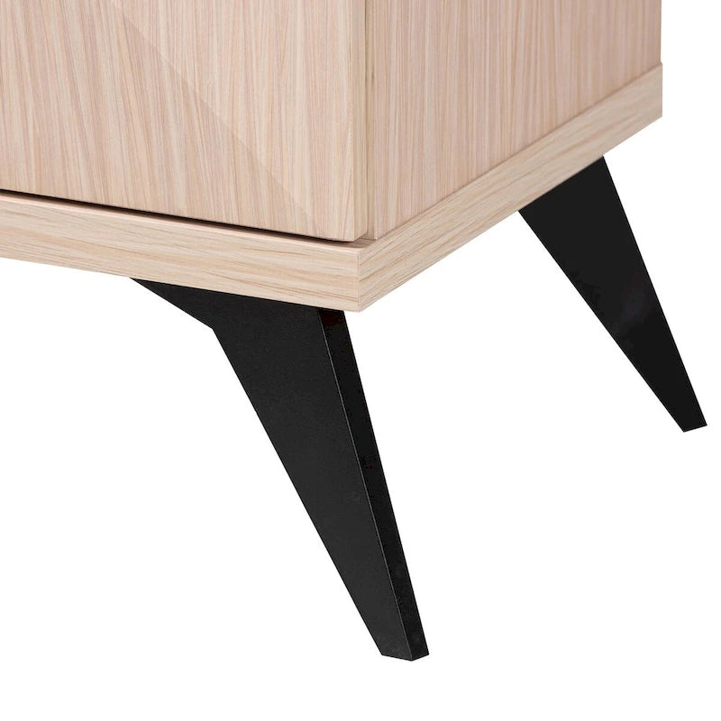 Buffet bahut Draper de style mi-siècle moderne en bois bicolore marron clair et noir à 4 portes