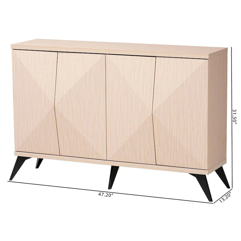Buffet bahut Draper de style mi-siècle moderne en bois bicolore marron clair et noir à 4 portes