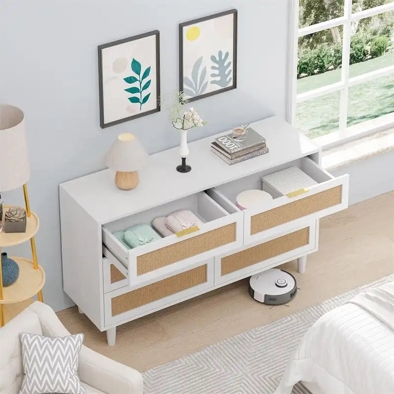 51.18 Commode de rangement à 6 tiroirs en rotin, pour chambre à coucher