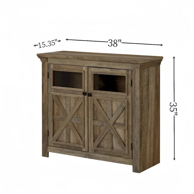 Buffet en bois avec 2 portes et poignée en métal