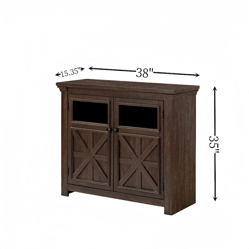 Buffet en bois avec 2 portes et poignée en métal