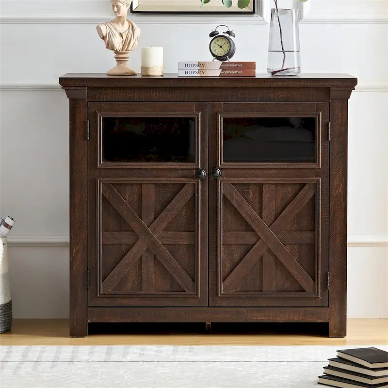 Buffet en bois avec 2 portes et poignée en métal