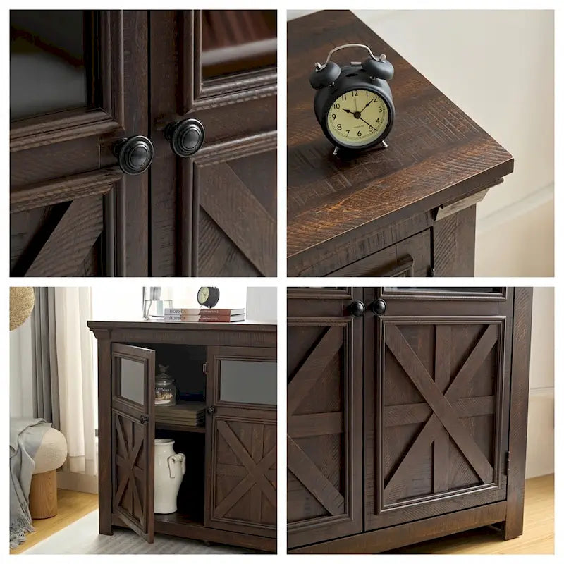 Buffet en bois avec 2 portes et poignée en métal