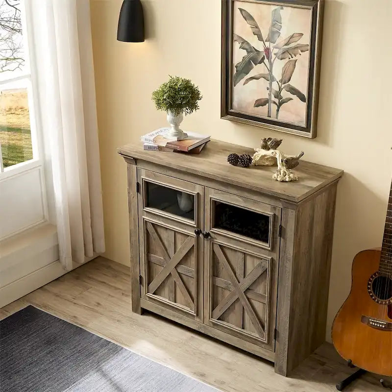 Buffet en bois avec 2 portes et poignée en métal