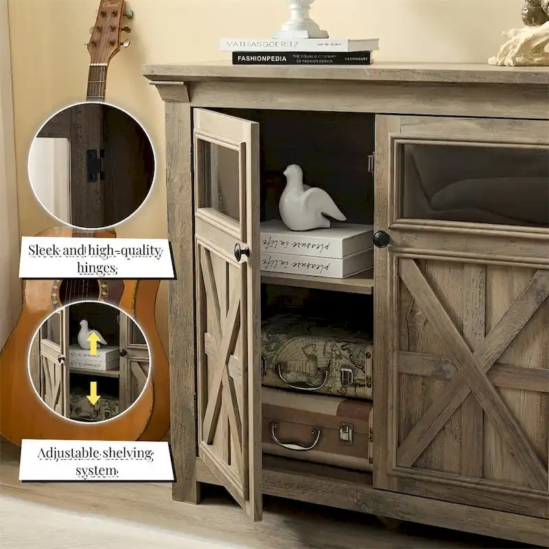 Buffet en bois avec 2 portes et poignée en métal