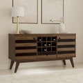 WYNDENHALL Wright Buffet rectangulaire Mid Century de 152,4 cm de large en BOIS D'ACACIA MASSIF avec rangement à vin, Fini Brun Vieilli Naturel Rustique