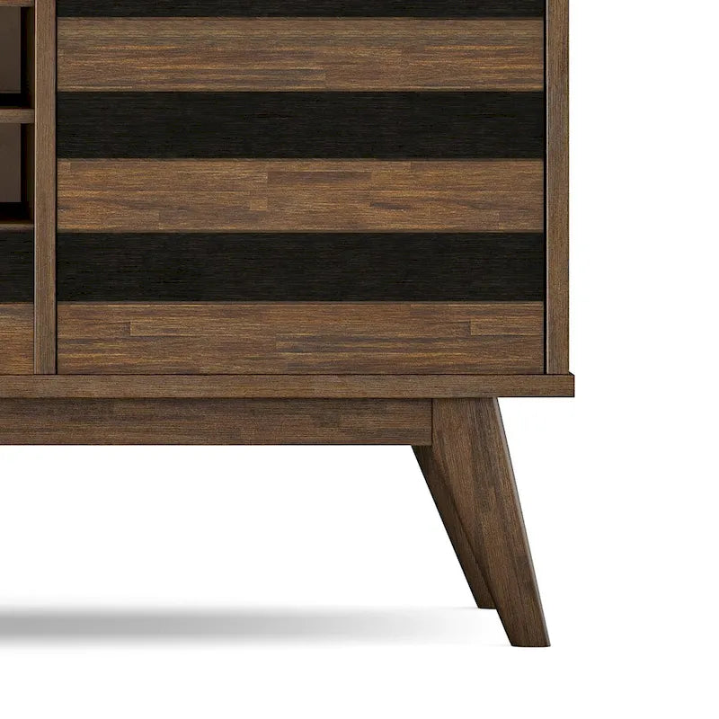 WYNDENHALL Wright Buffet rectangulaire Mid Century de 152,4 cm de large en BOIS D'ACACIA MASSIF avec rangement à vin, Fini Brun Vieilli Naturel Rustique