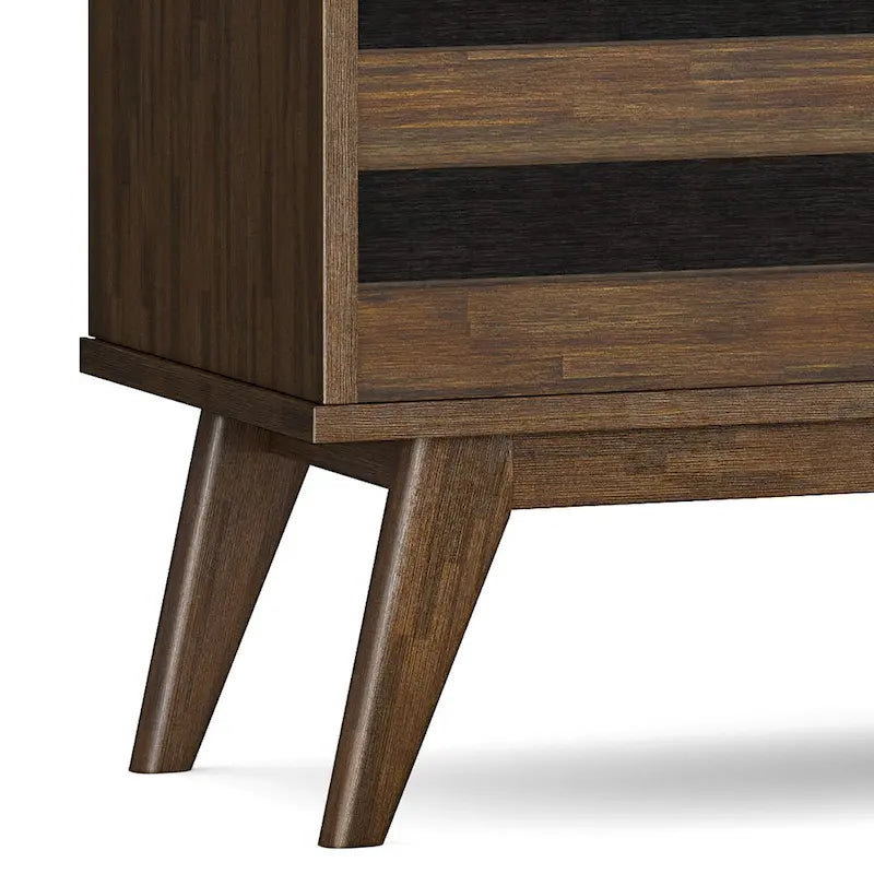 WYNDENHALL Wright Buffet rectangulaire Mid Century de 152,4 cm de large en BOIS D'ACACIA MASSIF avec rangement à vin, Fini Brun Vieilli Naturel Rustique