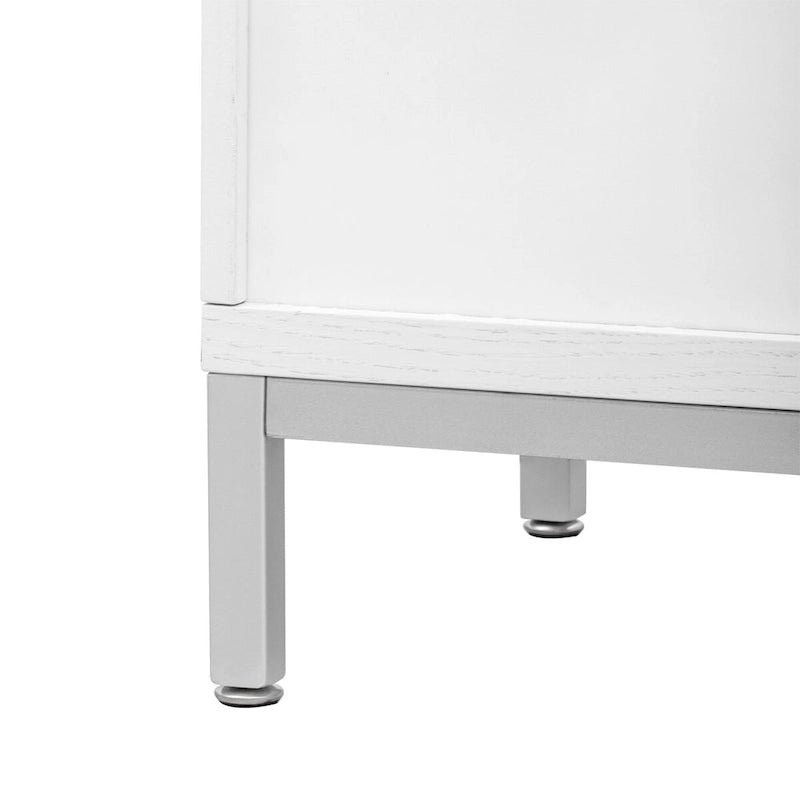 Meuble de rangement simple, Meuble d'appoint avec placage en bois massif et pieds en métal pour salon, entrée, salle à manger