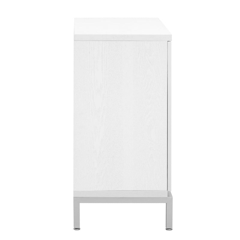 Meuble de rangement simple, Meuble d'appoint avec placage en bois massif et pieds en métal pour salon, entrée, salle à manger