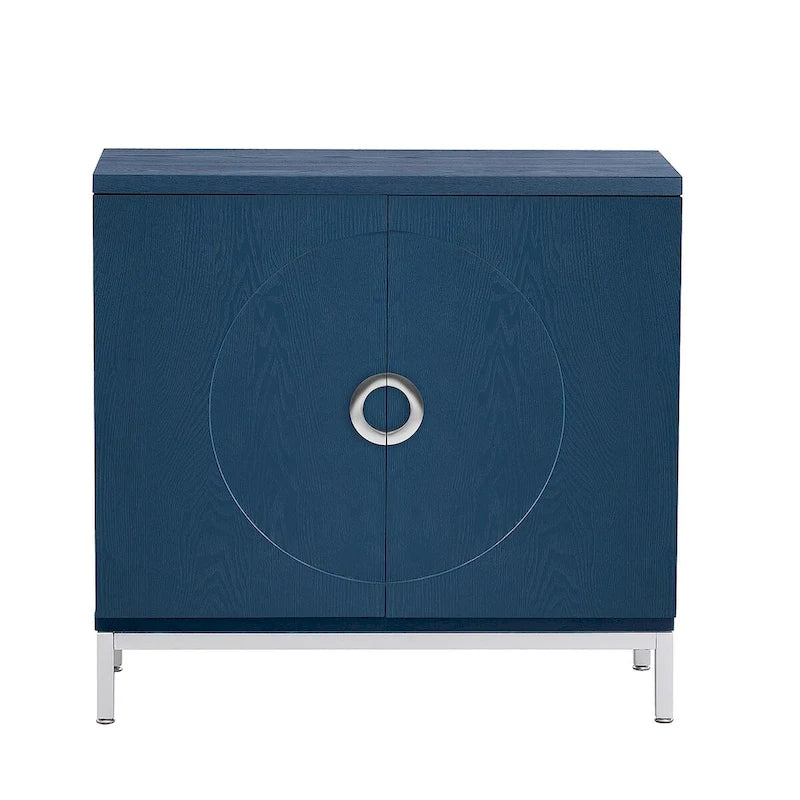 Meuble de rangement simple, Meuble d'appoint avec placage en bois massif et pieds en métal pour salon, entrée, salle à manger