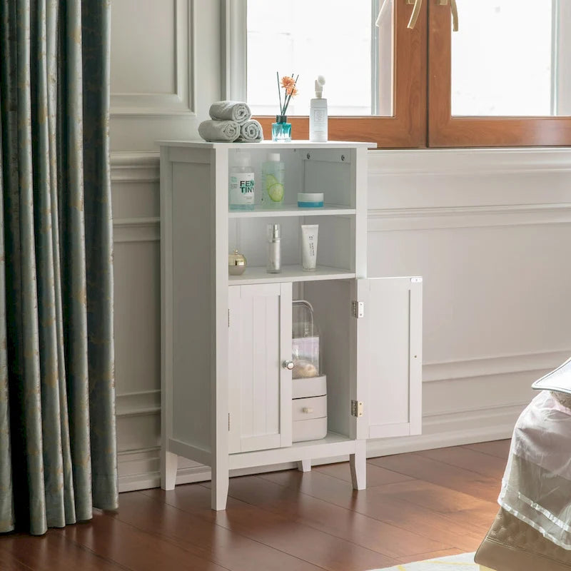Meuble de rangement blanc pour salle de bain, chambre et coiffeuse