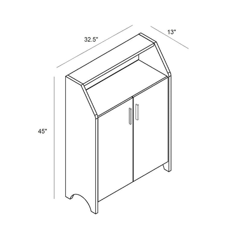 Meuble à chaussures/rangement moderne à deux portes avec 4 étagères - Cacao rouge