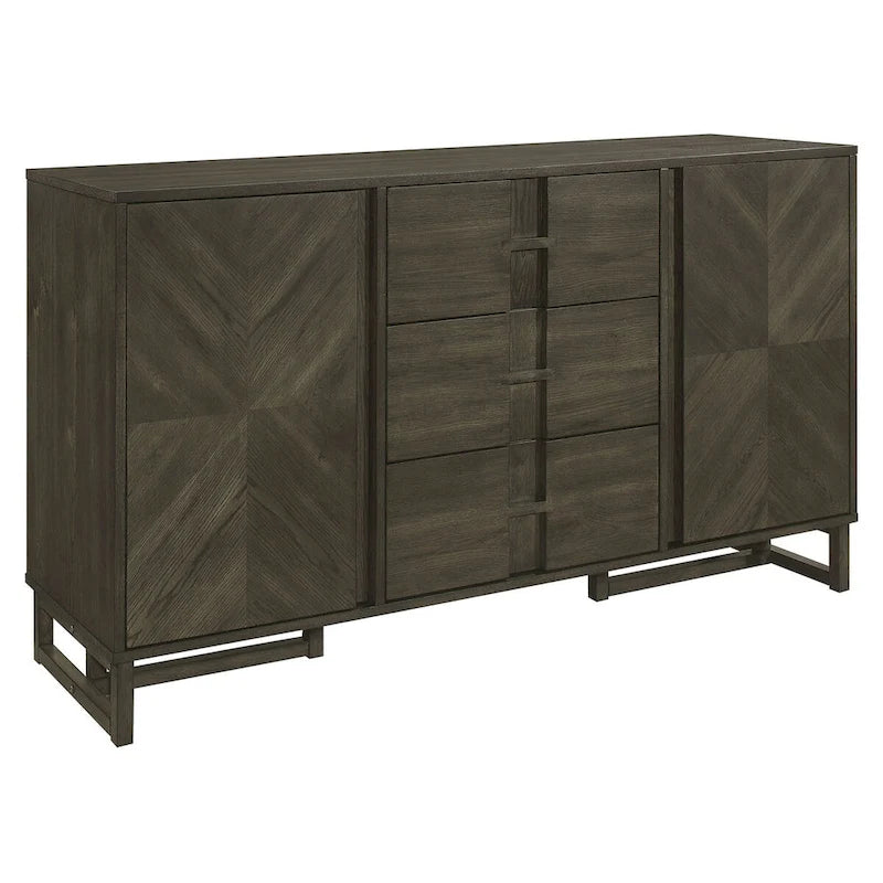 Buffet Glenmoor gris foncé avec 3 tiroirs et 2 armoires