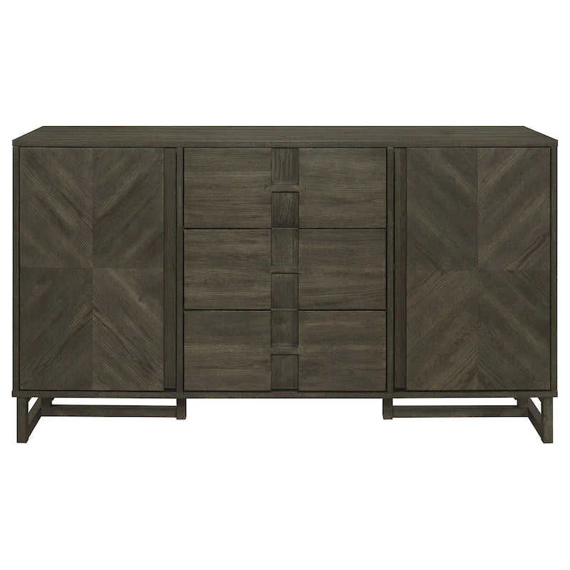 Buffet Glenmoor gris foncé avec 3 tiroirs et 2 armoires