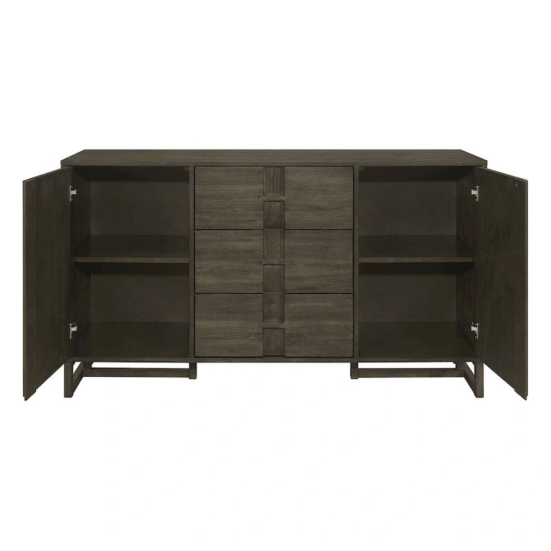 Buffet Glenmoor gris foncé avec 3 tiroirs et 2 armoires