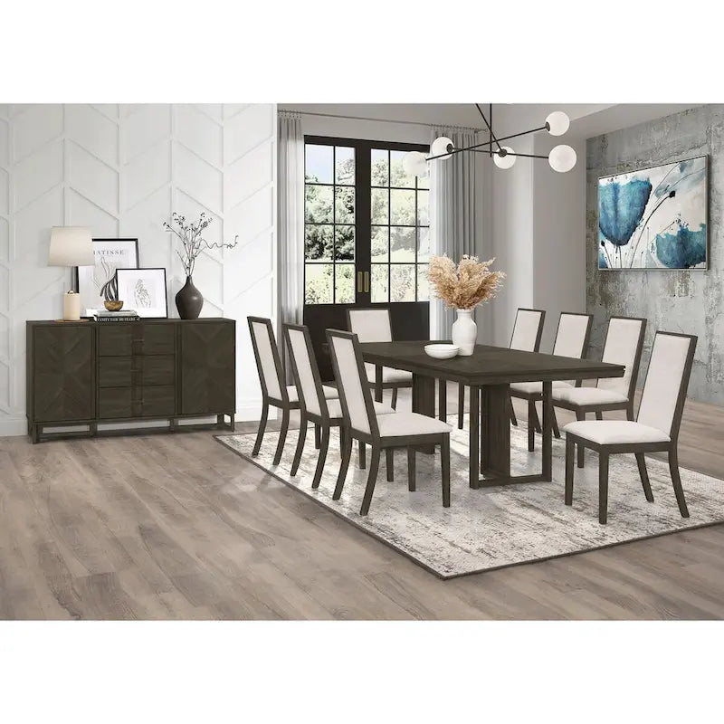 Buffet Glenmoor gris foncé avec 3 tiroirs et 2 armoires
