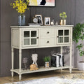 Table console de buffet avec étagère inférieure, meuble de rangement de salon en bois/verre style ferme
