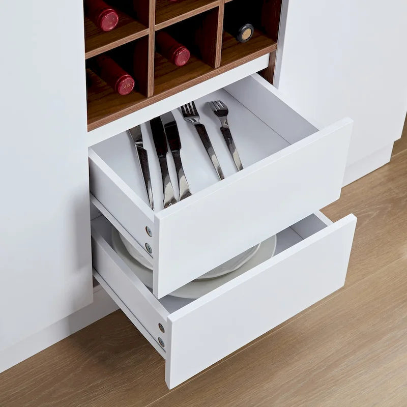 Meuble de Bar à Café de Ferme, Buffet de Cuisine 175cm avec Rangement, Meuble à Boissons pour la Maison et la Salle à Manger