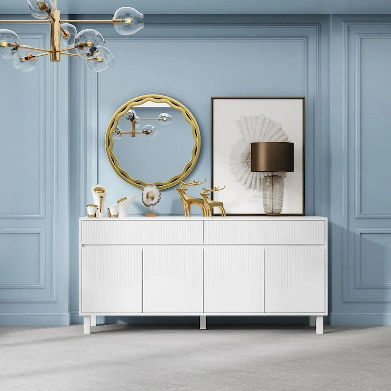Buffet de rangement avec pieds en pin et buffet intérieur réglable - 63