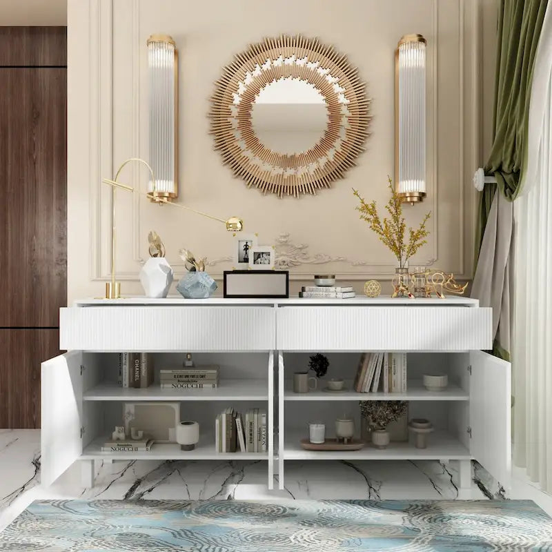 Buffet de rangement avec pieds en pin et buffet intérieur réglable - 63