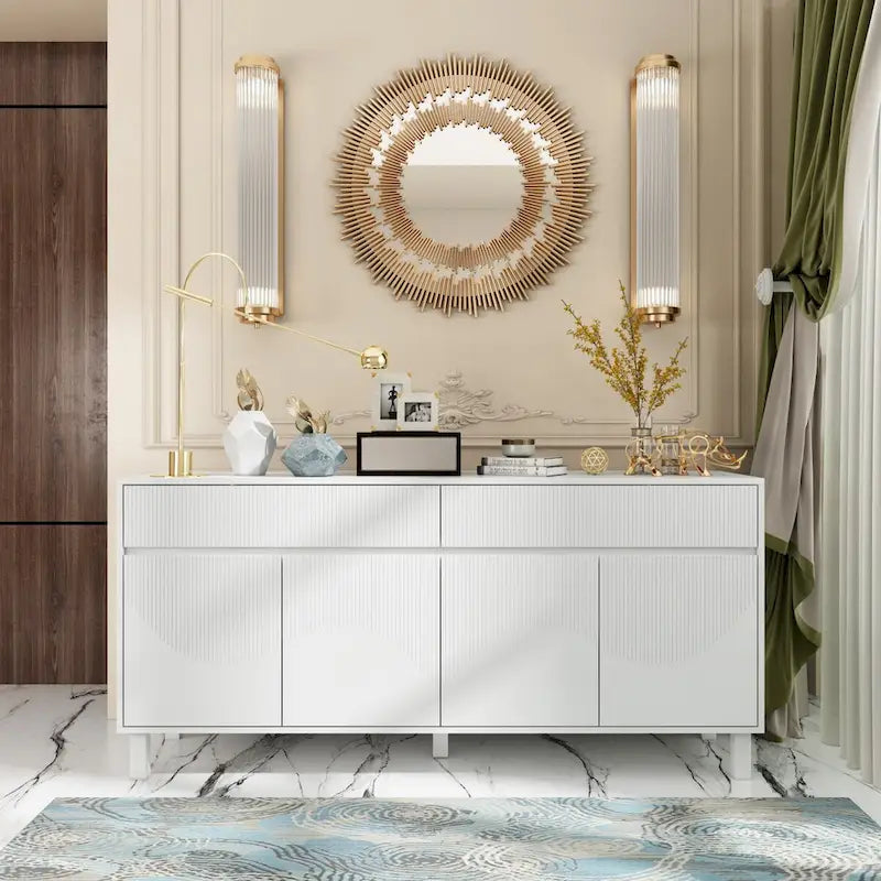 Buffet de rangement avec pieds en pin et buffet intérieur réglable - 63