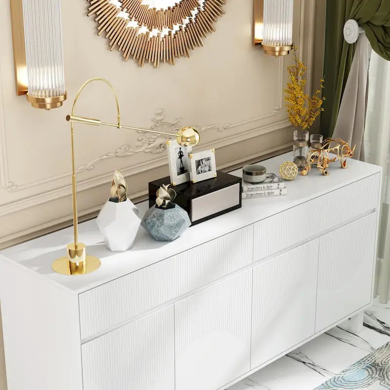 Buffet de rangement avec pieds en pin et buffet intérieur réglable - 63