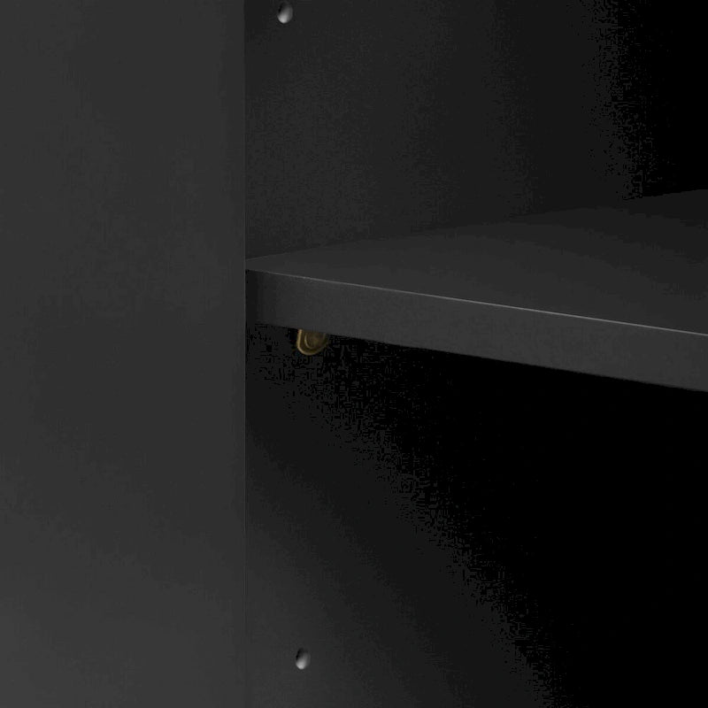 Meuble de rangement 4 portes à coins arrondis et panneaux de portes ondulés, avec étagères réglables
