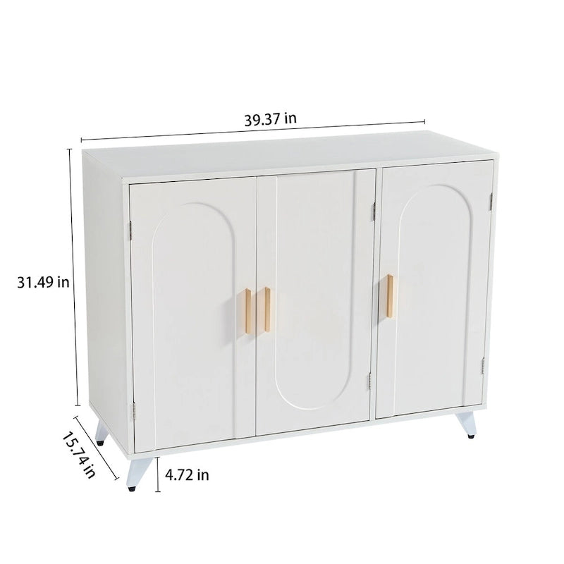 Buffet de salle à manger avec 3 portes et étagères amovibles, pour salon, salle à manger