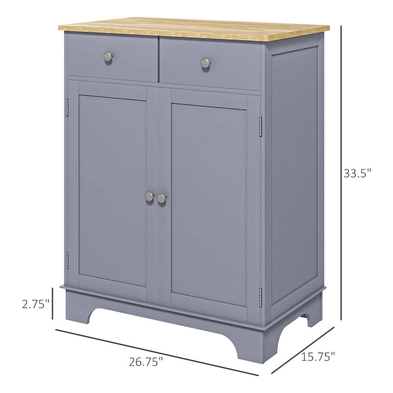 Buffet de salle à manger, Meuble de cuisine à double porte, Meuble de rangement pour bar à café avec 2 tiroirs, Étagère réglable