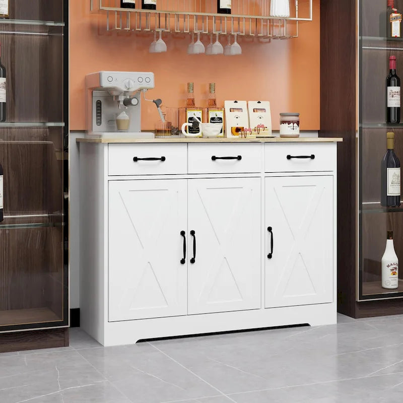 Meuble de Rangement Buffet de Ferme avec 3 Tiroirs et 3 Portes