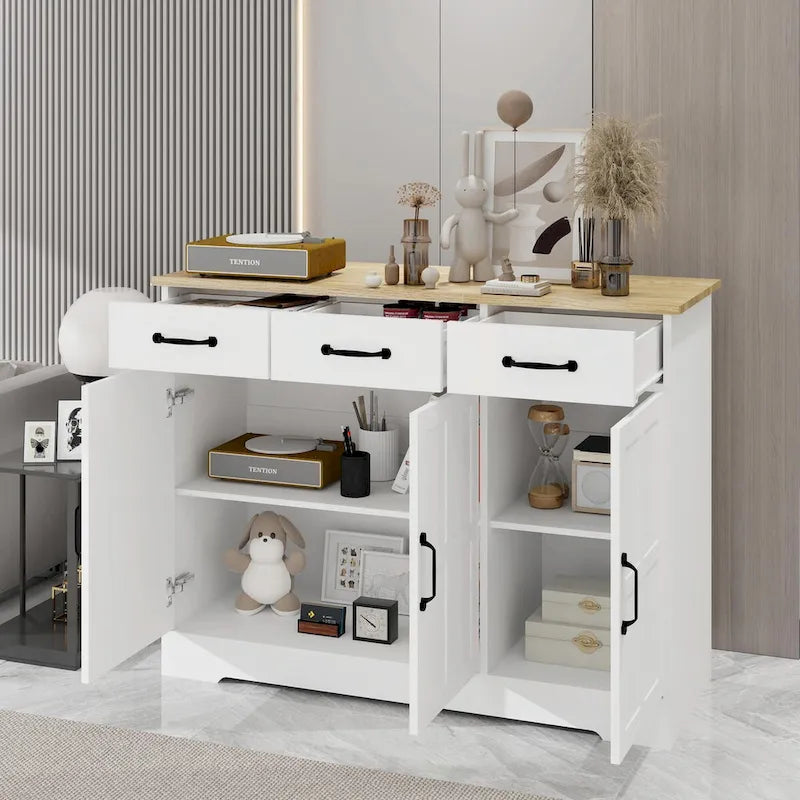 Meuble de Rangement Buffet de Ferme avec 3 Tiroirs et 3 Portes