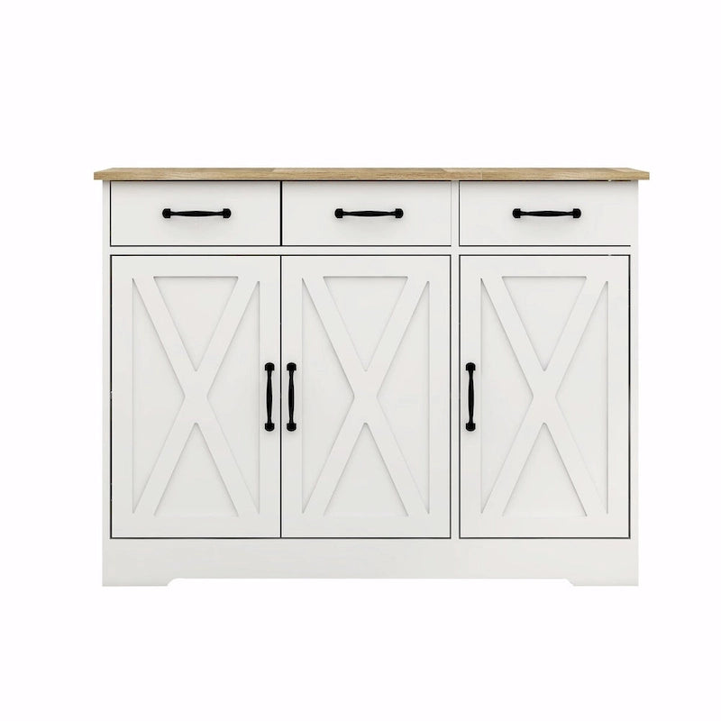 Meuble de Rangement Buffet de Ferme avec 3 Tiroirs et 3 Portes