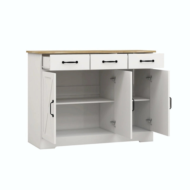 Meuble de Rangement Buffet de Ferme avec 3 Tiroirs et 3 Portes