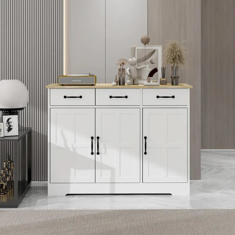 Meuble de Rangement Buffet de Ferme avec 3 Tiroirs et 3 Portes