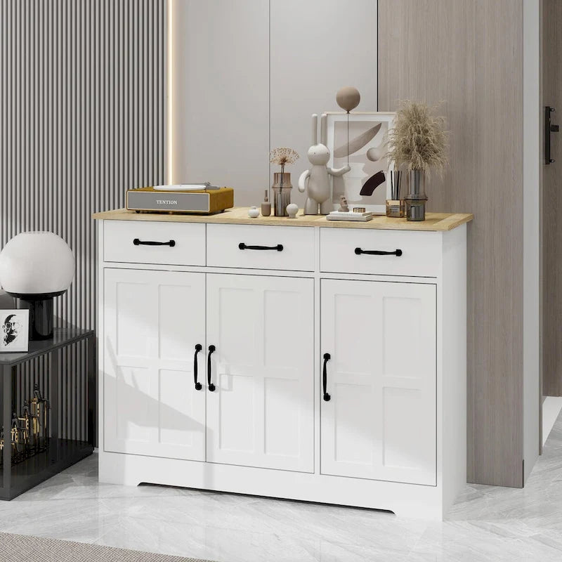 Meuble de Rangement Buffet de Ferme avec 3 Tiroirs et 3 Portes