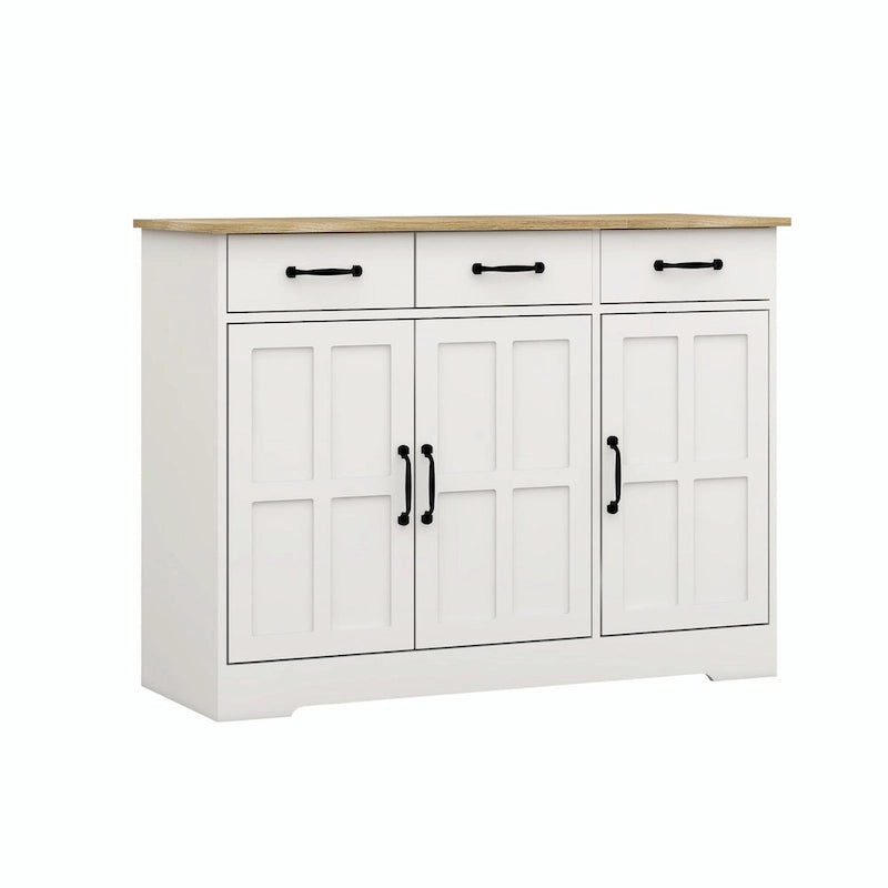 Meuble de Rangement Buffet de Ferme avec 3 Tiroirs et 3 Portes