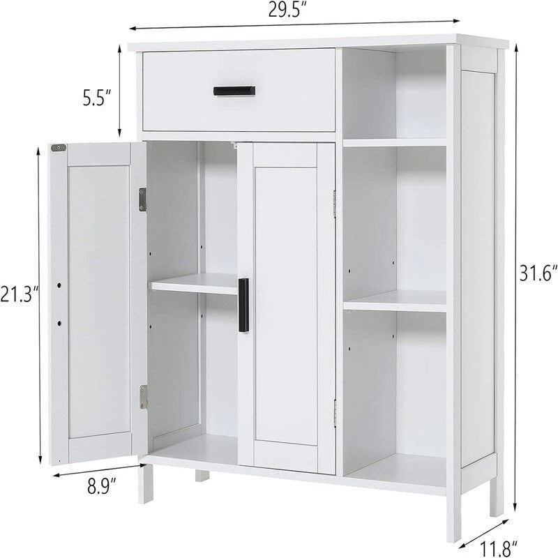 Armoire de Rangement au Sol avec Portes et Étagères - 30P x 75L x 80,3H cm