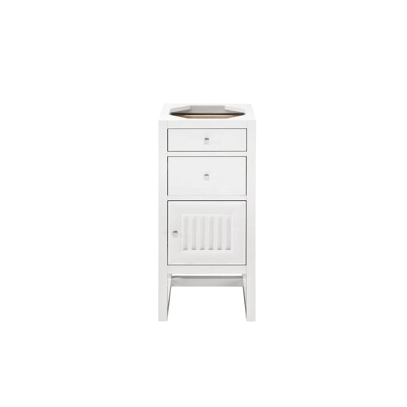 Meuble-lavabo simple vasque James Martin Vanities Athens 15, avec tiroirs et porte, blanc lustré