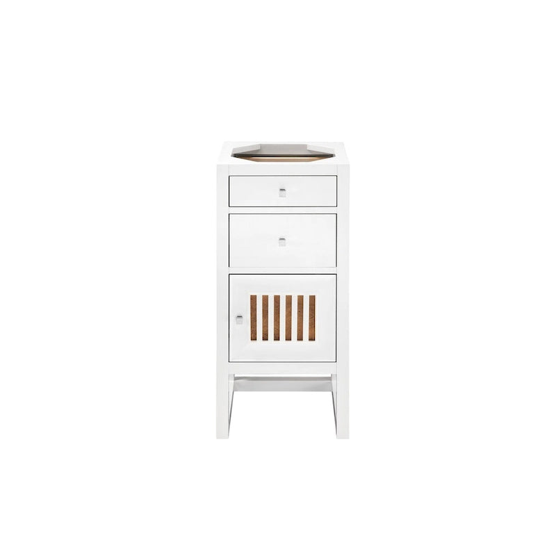 Meuble-lavabo simple vasque James Martin Vanities Athens 15, avec tiroirs et porte, blanc lustré