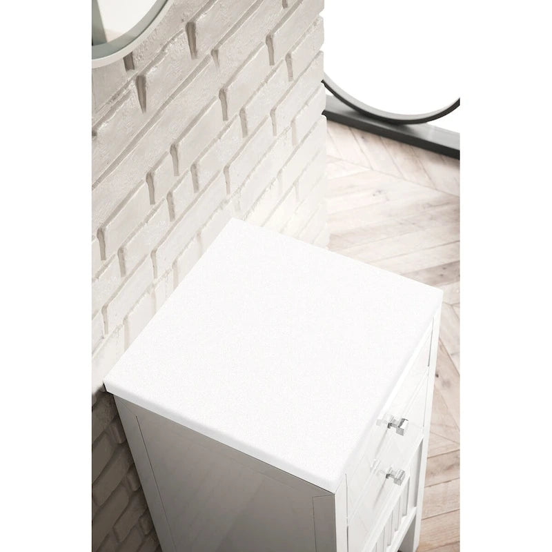 Meuble-lavabo simple vasque James Martin Vanities Athens 15, avec tiroirs et porte, blanc lustré