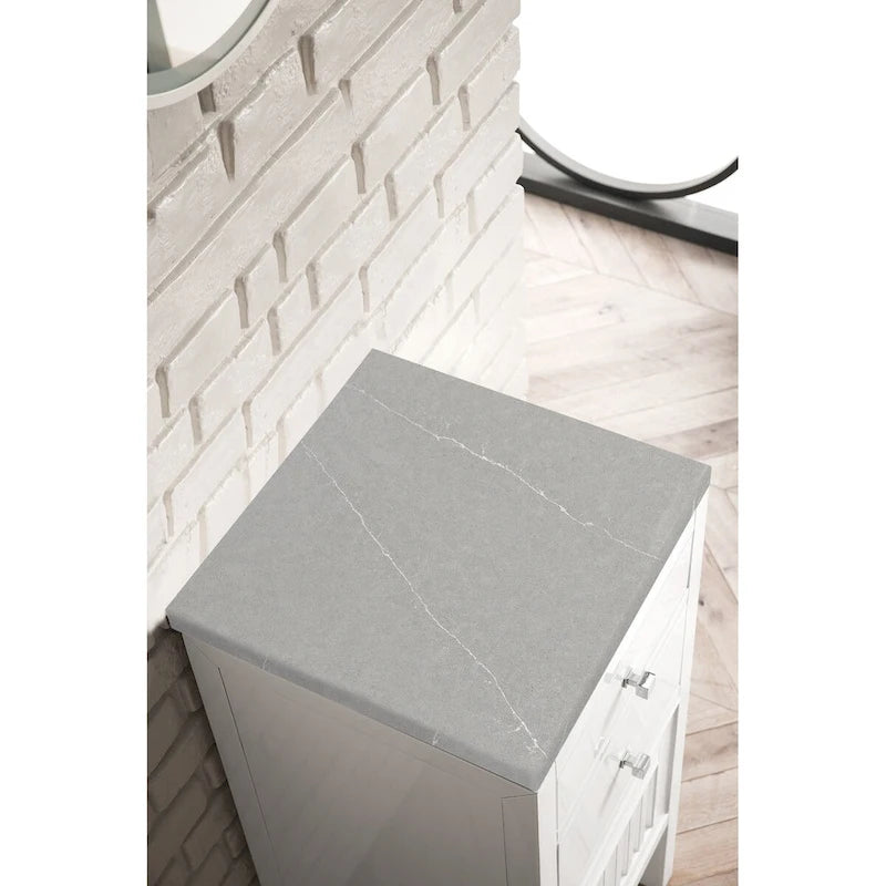 Meuble-lavabo simple vasque James Martin Vanities Athens 15, avec tiroirs et porte, blanc lustré