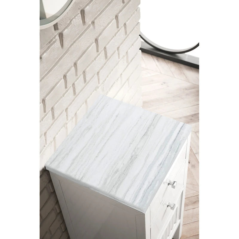 Meuble-lavabo simple vasque James Martin Vanities Athens 15, avec tiroirs et porte, blanc lustré
