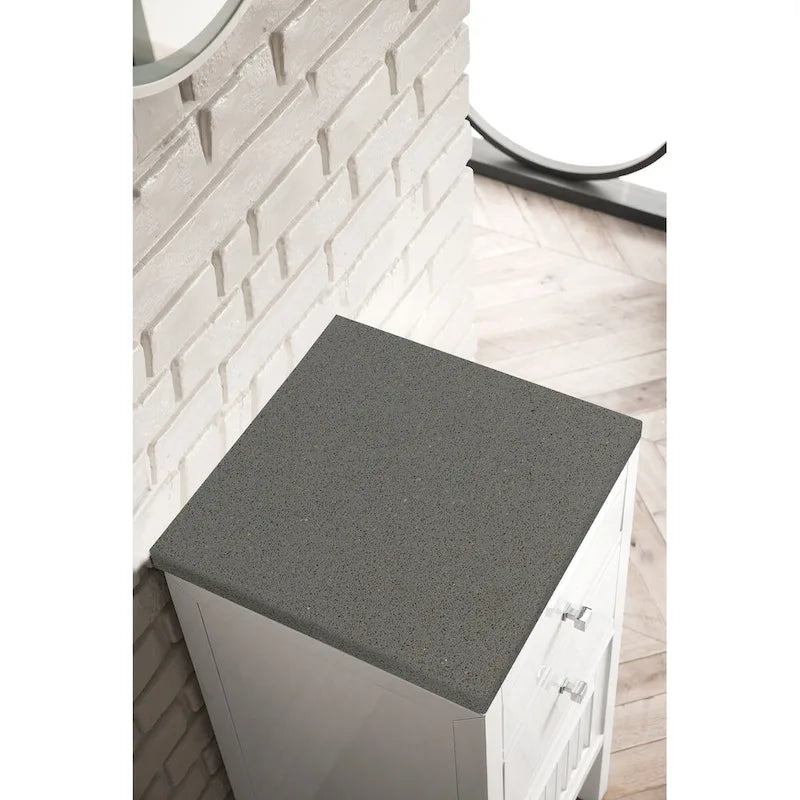 Meuble-lavabo simple vasque James Martin Vanities Athens 15, avec tiroirs et porte, blanc lustré