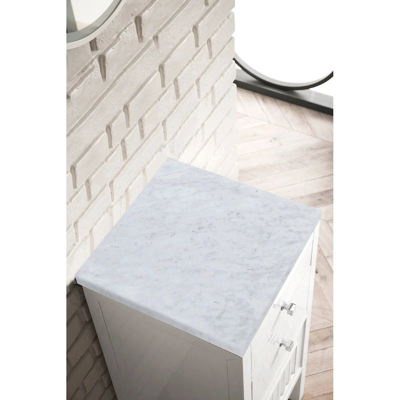Meuble-lavabo simple vasque James Martin Vanities Athens 15, avec tiroirs et porte, blanc lustré