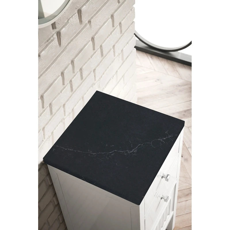 Meuble-lavabo simple vasque James Martin Vanities Athens 15, avec tiroirs et porte, blanc lustré